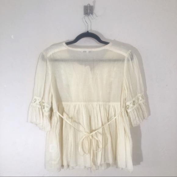 Mystree Off White Babydoll Peasant Blouse Size M - Picture 4 of 8